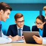 의료관광코디네이터의 자격증 합격률 - **Prompt:** A diverse group of four medical tourism professionals, fully clothed in smart business c...