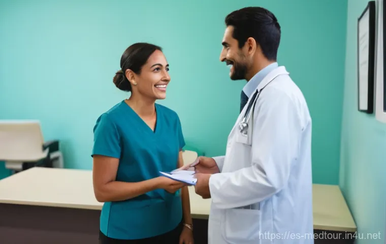 의료관광코디네이터의 자격증 합격률 - **Prompt:** A diverse group of four medical tourism professionals, fully clothed in smart business c...